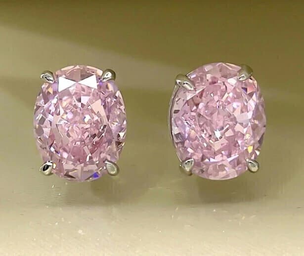Brinco Oval Zircônia Rodolite 8mm SHEFA semijoias