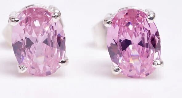 Brinco Oval Zircônia Rodolite 8mm SHEFA semijoias